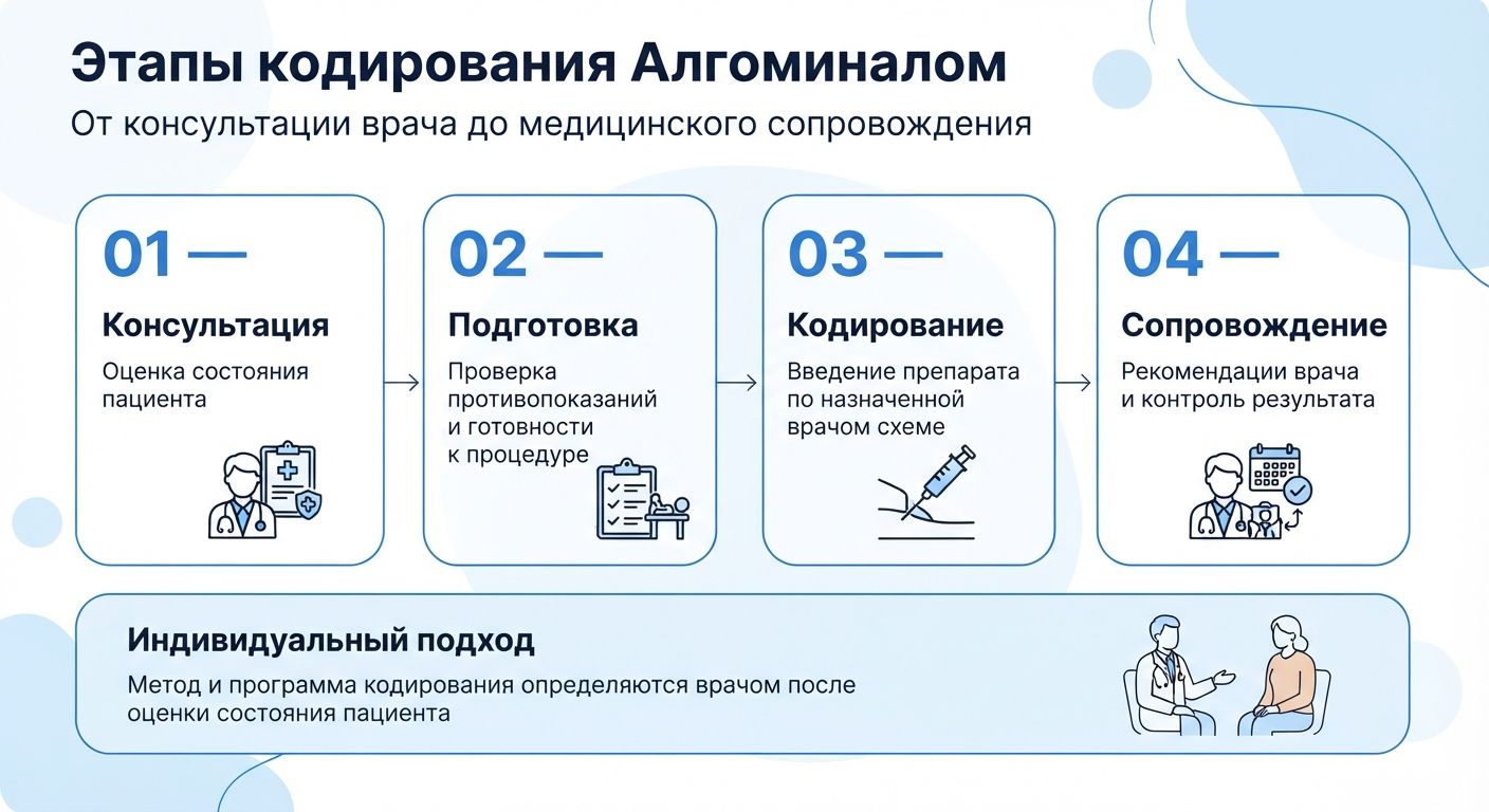 Кодирование препаратом «Алгоминал» в Бахмуте инфографика